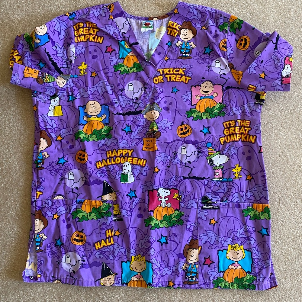 Peanuts Halloween Scrub Top